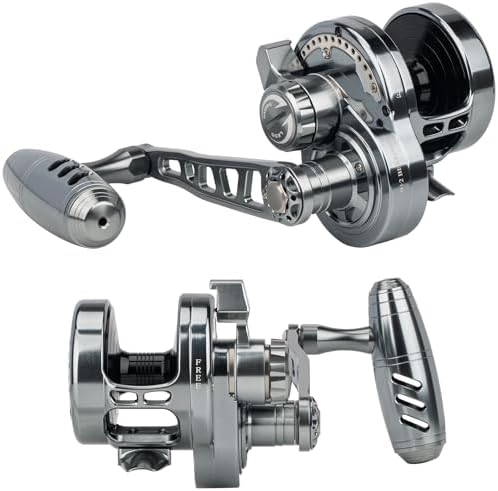 THKFISH Slow Pitch Jigging Reel, 55lbs Max Drag 6.3:1,9+2 Lever Drag Saltwater Reversible Handle for Left/Right Retrieve, Heavy Duty Deep Ocean Big Game Offshore Round Trolling Reel by THKFISH