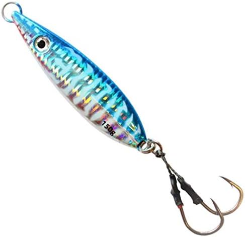 Calissa Offshore Tackle Fast Fall Jig 80g 150g 250g 300LBS Assist Hooks 3/0 Butterfly - Vertical Speed Lure Slow Pitch Flat - Glow Color Painted on Both Sides by CalissaOffshoreTackle
