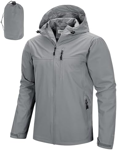 33,000ft Men's Packable Rain Jacket Waterproof Raincoat with Hood by 33000ft