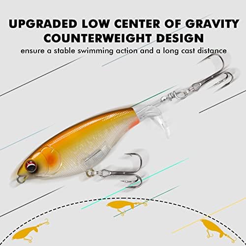 TRUSCEND Top Water Fishing Lures with BKK Hooks, Easy Catch Plopper Lure for Freshwater or Saltwater, Floating Lures for Bass, Pike, Catfish, Surface Wobble PoPobait Bass Baits Fishing Gifts for Men - Image 5