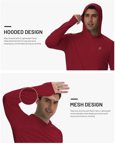 Runhit UPF 50+ Fishing Shirts for Men Long Sleeve Sun Protection Hoodie Lightweight Outdoor Workout Hiking Running Rash Guard - Image 2