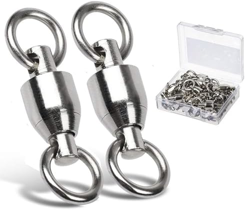 AMYSPORTS Ball Bearing Swivels Connector High Strength Stainless Steel Solid Welded Rings Barrel Swivels Saltwater Freshwater Fishing by AMYSPORTS