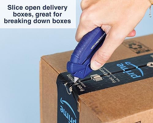 Zibra Open It! 4-in-1 Box Cutter & Package Opener Tool – Heavy Duty Scissors, Retractable Blade & Screwdriver – All-in-One Household Tool for Boxes & Plastic Packaging, Blue - Image 4