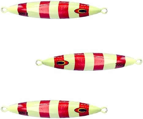 Tuna Jig, 6.5 Inches, 500g, 3 Pcs Rainbow Zebra Glow Color, Unrigged by Sanhu