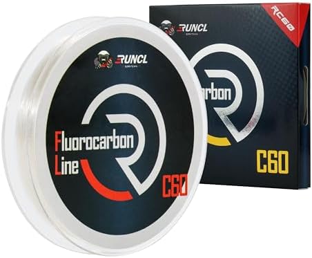 RUNCL 100% Pure Fluorocarbon Fishing Line, RC60 Clear Leader Line 4-50lb by RUNCL