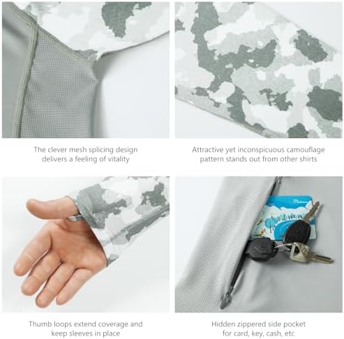 BASSDASH Men’s UPF 50 Performance Fishing Shirt Cooling Hoodie Camo Long Sleeve FS17M - Image 5