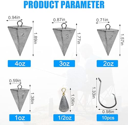Saltwater Surf Fishing Tackle Kit - Saltwater Surf Fishing Rigs Bottom Rigs Include Fishing Leader Rigs Pyramid Sinkers Bass Casting Sinker Circle Hooks for Striped Bass Red Drum Flounder - Image 4