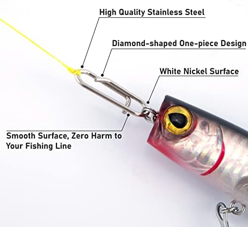 Alwonder 50-Pack Fishing Power Speed Clips, High Strength Stainless Steel Speed Clip for Fishing Lure Quick Change, Freshwater Saltwater Crankbait Popper Lures Quick Snap Connector Tackle - Image 3