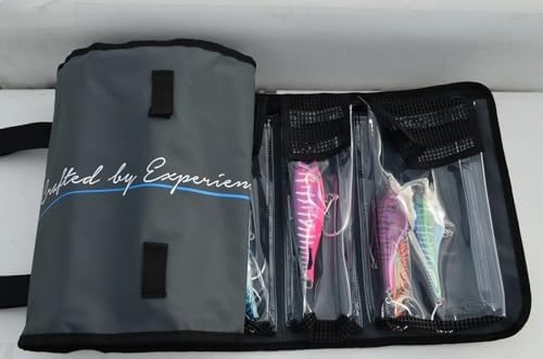 Nomad Design Lure Roll - Large Size with 10 Pockets Respectively, Portable Waterproof Tarpaulin Fish Lure Bag - Heavy Duty PVC Window, Mesh Cleaning & Drying Tabs - Image 4