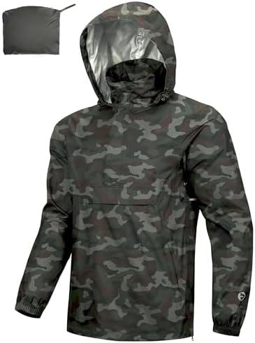 Outdoor Ventures Men's Rain Jacket Waterproof Lightweight Packable Pullover by OutdoorVentures