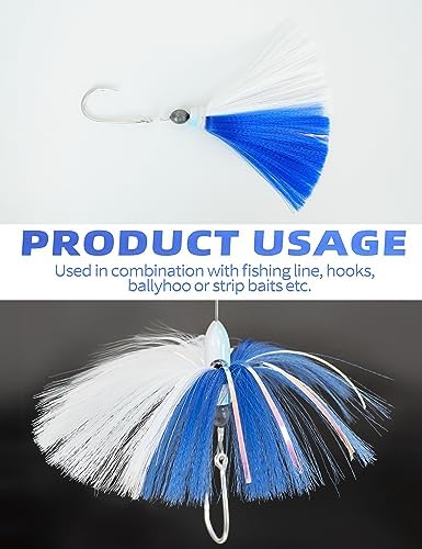 BLUEWING Sea Trolling Lures with Lead Head Saltwater Fishing Witches Big Game Ballyhoo Skirt for Tuna, Wahoo, Sailfish, Mahi Mahi 1oz, 2oz, 4oz, 6oz, 8oz - Image 6