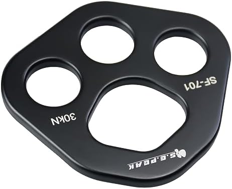 30 kN Climbing Rigging Plate, 4-Hole Multi-Anchor Connector, Black - Image 3