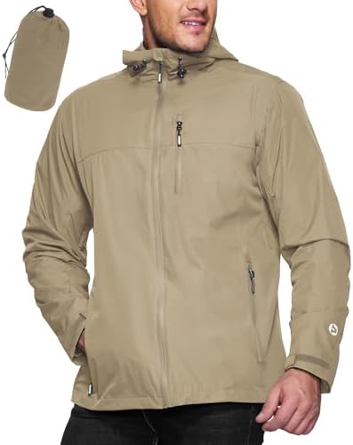 Outdoor Ventures Men's Packable Rain Jacket Waterproof Lightweight Raincoat by OutdoorVentures