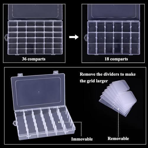 Bead Organizer Storage 4 Pack 36 Grid Jewelry Tackle Craft Box Adjustable - Image 4