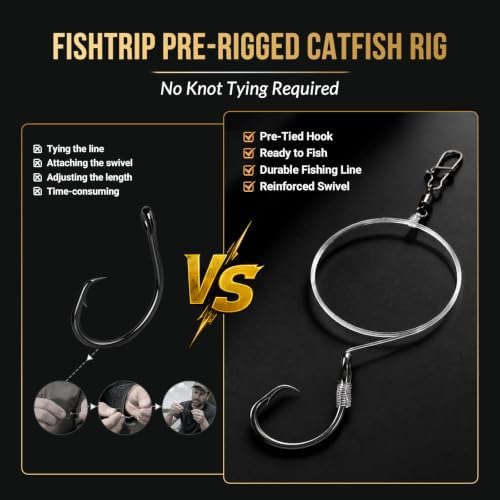 FishTrip Pre-Rigged Catfish Rigs Circle/Octopus Hooks 5/10 Pack 20lb NT40 - Image 5