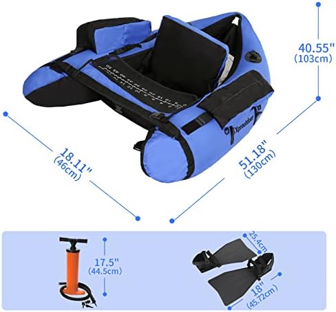 Fishing Float Tube with Adjustable Backpack Straps, Storage Pockets, Fish Ruler, Fly Fishing Boat with Pump, Oar, Rod Holder and Mount, Fins, 350LBS Load Bearing Capacity, FT003 - Image 2
