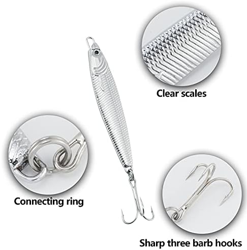 Dr.Fish Fishing Jigs Jigging Spoon Saltwater Fishing Lure Casting Metal Spoon Surf Fishing Mackerel Striper Lures Stinger Bluefish Vertical Diamond Jig - Image 3
