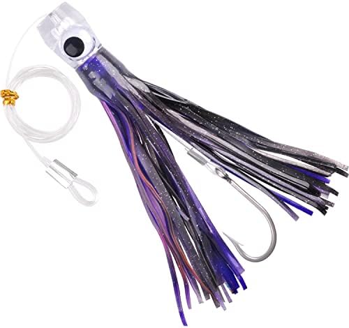 Trolling Lures Saltwater for Tuna Mahi Marlin Wahoo Dolphin Shark Offshore Trolling Baits with Squid Skirt Big Game Fishing Lures Deep Sea Squid Skirts Rig 6/9 inch by AGOOL