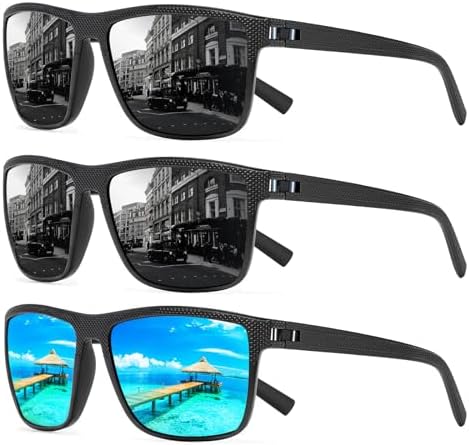 Square Polarized Sunglasses for Men and Women Lightweight Frame Sun Glasses with UV Protection by TURBOPEP