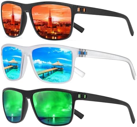 Square Polarized Sunglasses for Men and Women Lightweight Frame Sun Glasses with UV Protection by TURBOPEP