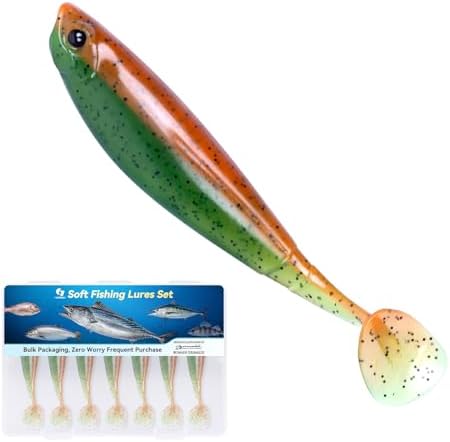 Clearance Bionics-Designed Durable Soft Plastic Fishing Lures Kit with Bonus Accessories, 3/4/5/6 Inch, 9-Type Lifelike Swimbaits in One Gear Set Included Tackle Box for Bass by JOYGb