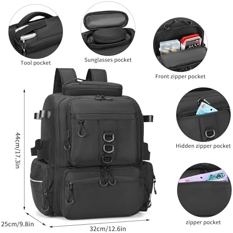 Rabjen Fishing Tackle Backpack, 45L Storage Waterproof Travel Bag Store Fishing Gear with Insulated Top Pocket - Image 3