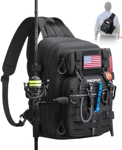 Piscifun Fishing Backpack Tackle Bag, MOLLE & 2 Rod Holders, Multi Storage by Piscifun