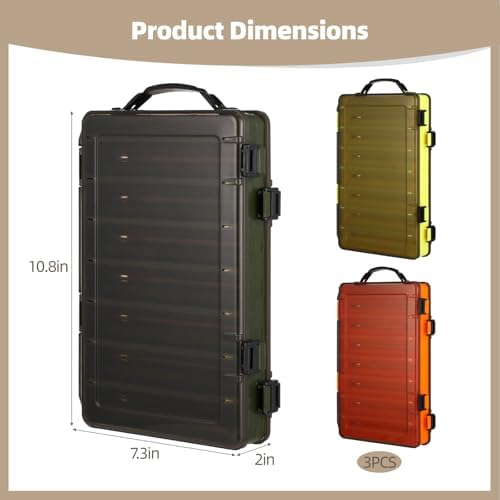 3 PCS Double Sided Fishing Lure Box, Portable Tackle Organizer with 14 Compartments, Translucent Hard Bait Storage Case, Fishing Gear Container with Drain Holes, Visible Plastic Tackle Boxes - Image 4