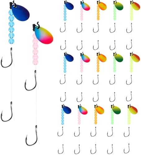 15 Pack Walleye Rigs Kit 47 Inch 15lb Fishing Lure Making Kit Mono Crawler Harness Walleye Float Rig Double Hook Rig Colorado Spinner Octopus Hooks for Freshwater Trolling by Unknown