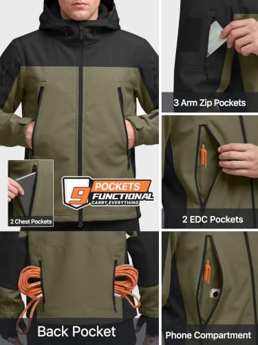 FREE SOLDIER Men's Hooded Waterproof Softshell Jacket - Image 5