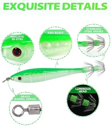 BLUEWING Fishing Squid Jig Hooks Double-Layered Stainless Steel, Fish Lure Baits for Freshwater and Saltwater - Image 2
