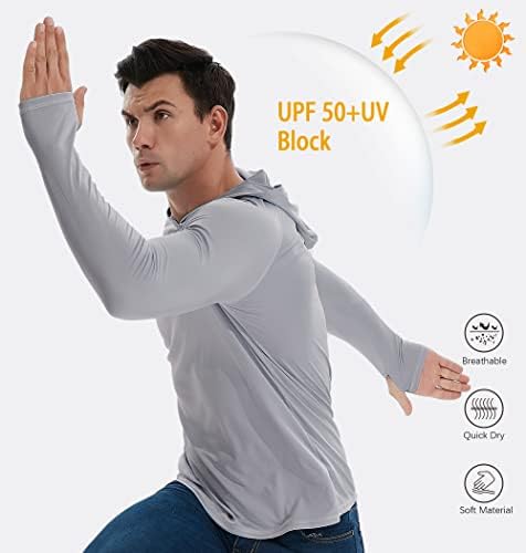3 Pack Men's UPF 50+ Sun Protection Shirts Fishing Hoodie Long Sleeve - Image 3