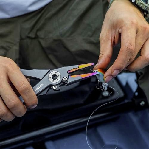 Fishing Pliers for Saltwater & Freshwater, with line Cutter, 6 or 7.5 inch, Hook Remover Pliers, SUS420 Jaws with Titanium Coating, Tungsten Carbide Cutter (Natural, 7.5 inch) - Image 2