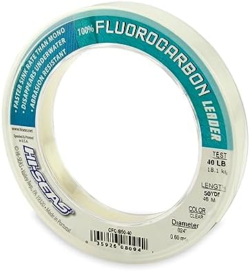 HI-SEAS 100% FLUOROCARBON Fishing LINE Leader - Clear Invisible Leader UNDETECTABLE to Fish, Fast Sinking 6LB-400LB by Hi-Seas
