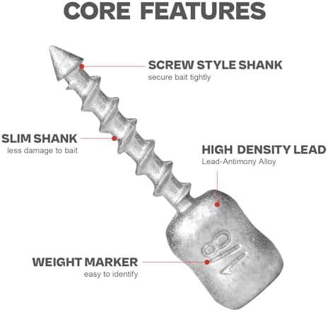 60/80-PCs Hard Alloy Screw Nail Weights, Stamped Insert Bass Fishing Sinkers, Assortment 6 Sizes for Neko Rig/Hover Rig&Wacky Worm Rig - Image 2
