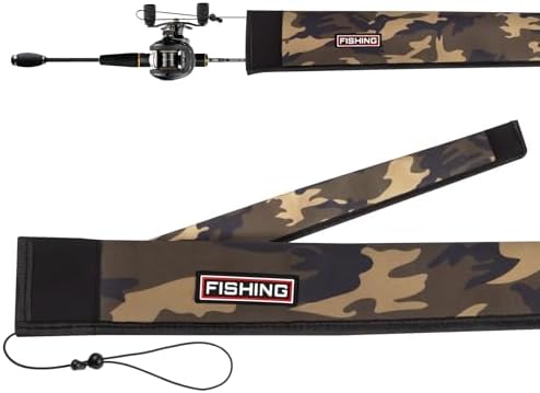 Fishing Rod Sleeve Protector, Waterproof Camouflage Pattern, Fits Casting 62in and Spinning 64in Rods, Hook Resistant with Adjustable Reel Strap, 1 Count by Unknown