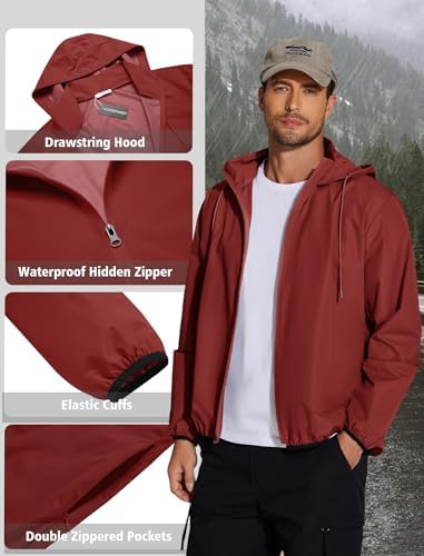 COOFANDY Men's Light Rain Jacket Packable Waterproof Raincoat Windbreaker - Image 5