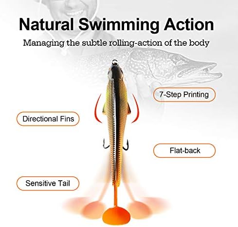 TRUSCEND Shadtale Easy Catch Soft Fishing Lures, Unique Vibration and Action for Various Rigs, Paddle Tail Swimbaits Trailer for Bass, Trout, Crappie, Walleye, Redfish, Saltwater & Freshwater Fishing - Image 5
