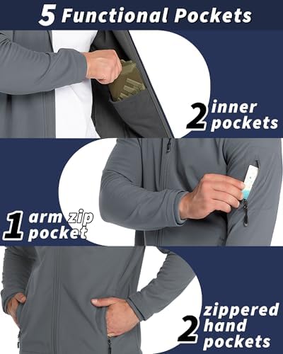 33,000ft Men's Hooded Fleece Lined Rain Shell Jacket Waterproof Lightweight - Image 2