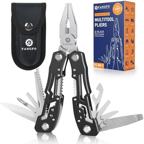 14-In-1 Multitool with Safety Locking, Professional Stainless Steel Multitool Pliers Pocket Knife, Bottle Opener, Screwdriver with Nylon Sheath ，Apply to Survival,Camping, Hunting and Hiking 6 Pcs by fangfo