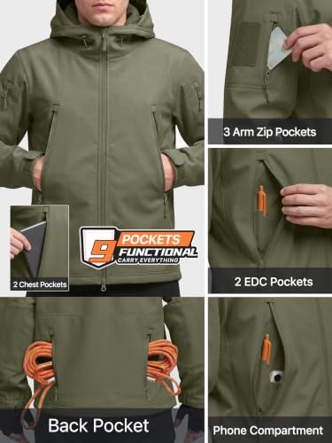 FREE SOLDIER Men's Hooded Waterproof Softshell Jacket - Image 5
