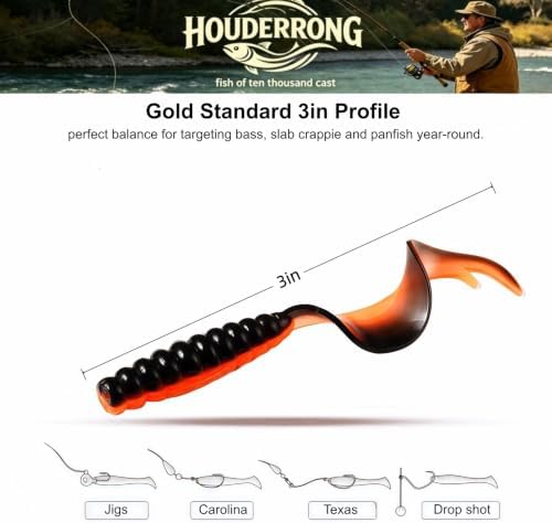 1/2/3/4/5in Curly Tail Grub Soft Swimbait Crappie Bass Lure Kit Bulk Pack - Image 3
