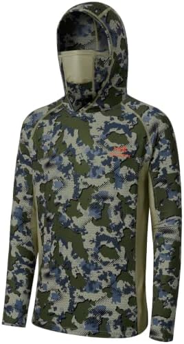 BASSDASH Men's UPF 50+ Camo Long Sleeve Hunting Fishing Hoodie Shirt by Bassdash