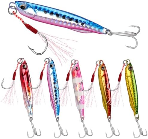 Tripquips Micro Shore Jigging Lure Saltwater Fishing Spoon Lures with Ultra-Sharp Hooks, Saltwater Jigs Fishing Lure for Tuna Salmon Grouper, Sea Fishing Jigging Lure, Trolling Spoon for Bass Fishing by Tripquips