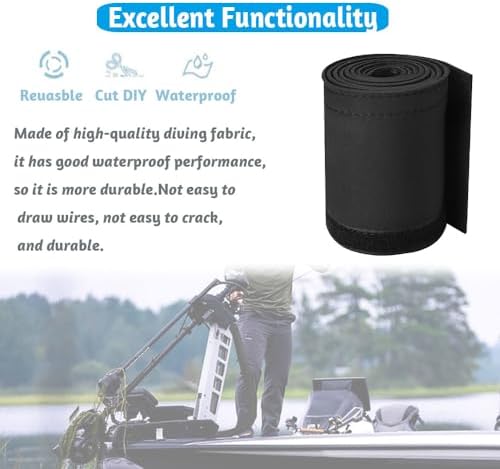 YUKIIATIF Trolling Motor Cable Organizer Sleeve,60" Neoprene Cable Sleeve for Trolling Motor Wire Cover Black - Image 7