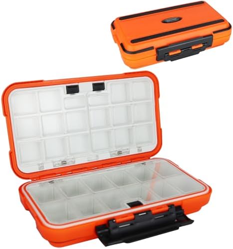 small tackle box, mini waterproof fishing tackle box organizer, double sided organizer travel box(L Orange) by KEESHINE