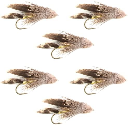 The Fly Fishing Place Muddler Minnow Fly Fishing Flies - Classic Bass and Trout Streamers - Set of 6 Flies Hook Size 6 by TheFlyFishingPlace
