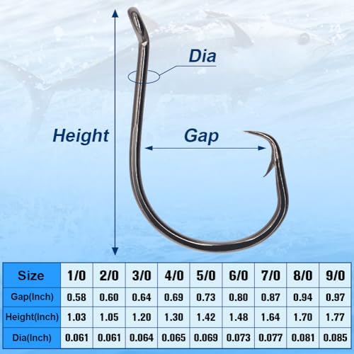 XFISHMAN Circle Hooks - Octopus Hooks Saltwater - 50 Pack #1 12/0 - Image 3