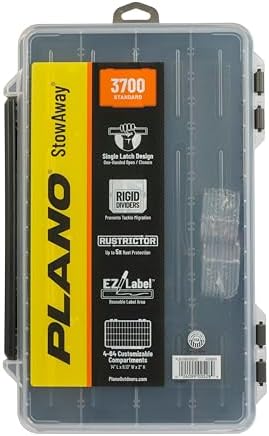 Plano StowAway 3700 Stow Tackle Box, with Corrosion-Preventive Rustricor, Single Latch Design, Transparent DuraView Lid, Stackable Storage for Fishing Bait, Lures and Gear (Pack of 4) - Image 4