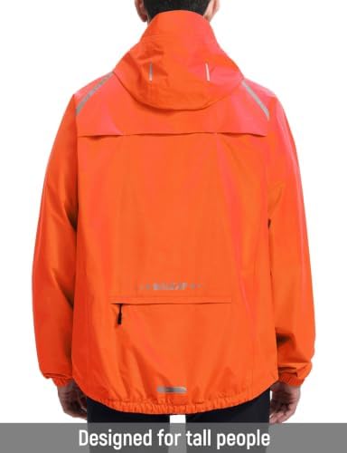 baleaf Men's Rain Jacket Waterproof Hood Lightweight Reflective Packable - Image 2
